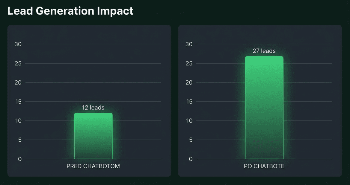 Lead comparison dashboard before and after chatbot deployment
